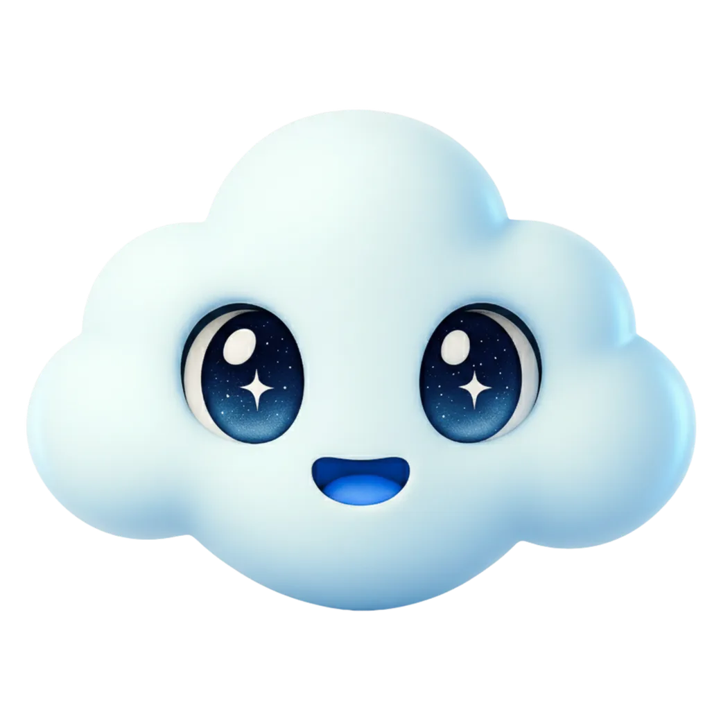 Dreamari mascot, a friendly cloud character
